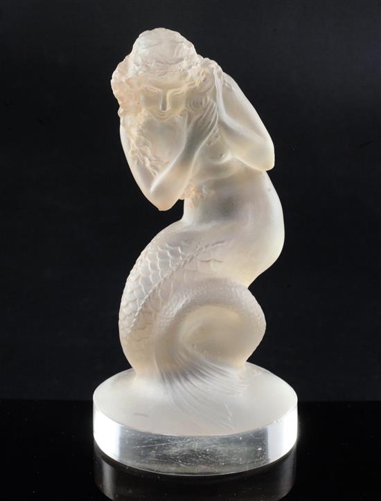 Naiade/Large Mermaid. A glass mascot by René Lalique, introduced 1920, No. 832 Height 13.1cm.